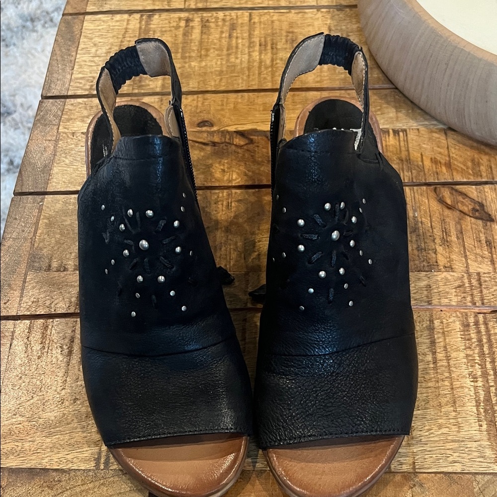 Miz Mooz Black Peep-Toe Sandals